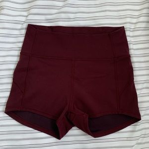 lululemon athletica Maroon Lulu Lemon Compression Shorts - Size: 6